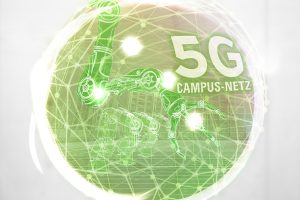 Grüne Kugel mit der Aufschrift „5G-Campus-Netz“