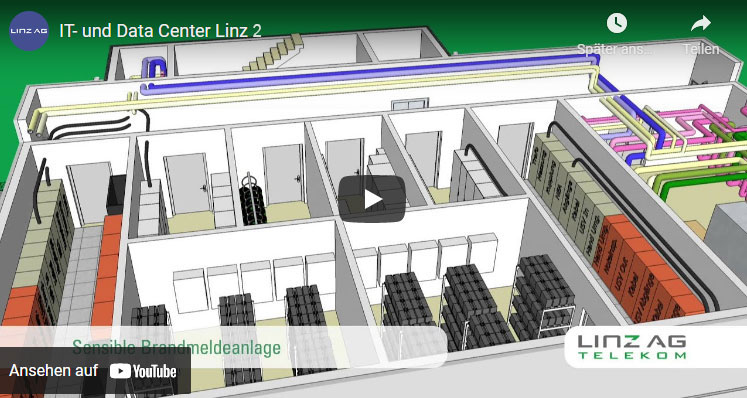 Blick von oben auf das animierte IT-Datacenter-Modell